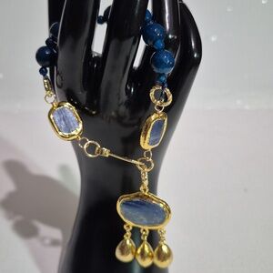 Blue Agate/Blue Kyanite gold plated Bracelet